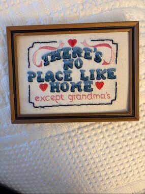 Framed Needlepoint Grandma's House Home Decor Sign 8 x 7